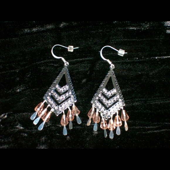 Handmade chandelier earrings: pretty in pink