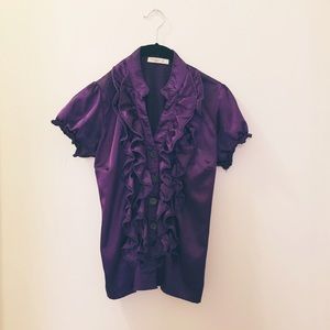 Purple Silk Ruffle Top