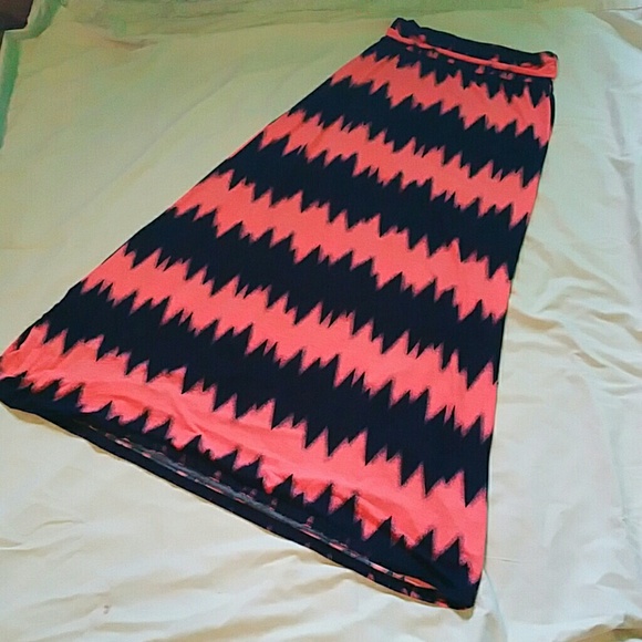 Pink and navy long skirt