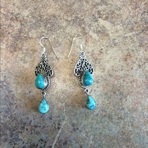 Sterling silver earrings with turquoise stone