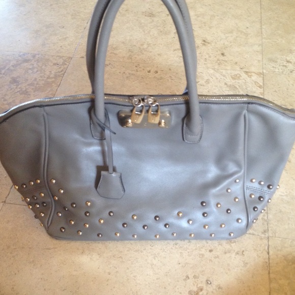 Studded gray purse