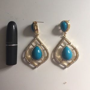 Diamond and turquoise earings.