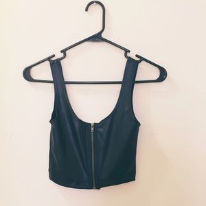 Black Leather Crop Top