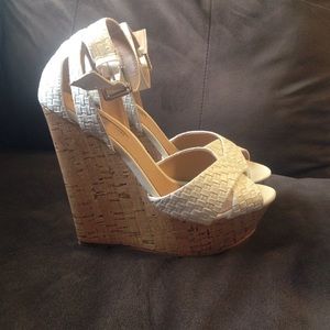 White wedge heels