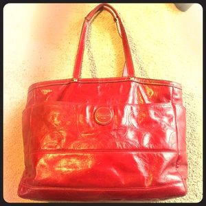 Red Patent Leather Coach Diaper/Laptop Bag