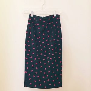 Lipstick Printed Midi Skirt