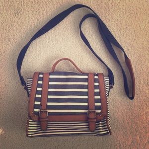 Small cross body navy striped purse
