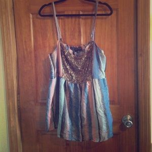 SALE! Forever 21 babydoll top w/ gold sequin chest