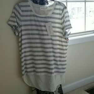 Two by Vince Camuto striped top with tulip back