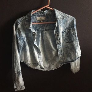 Acid Washed Cropped Denim Top