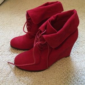 Target red lace up wedges