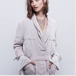 NWOT Free People belted wrap jacket in rose taupe