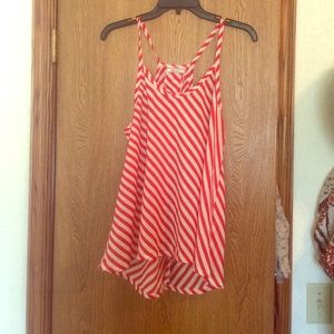 Open back Red and White  striped tank