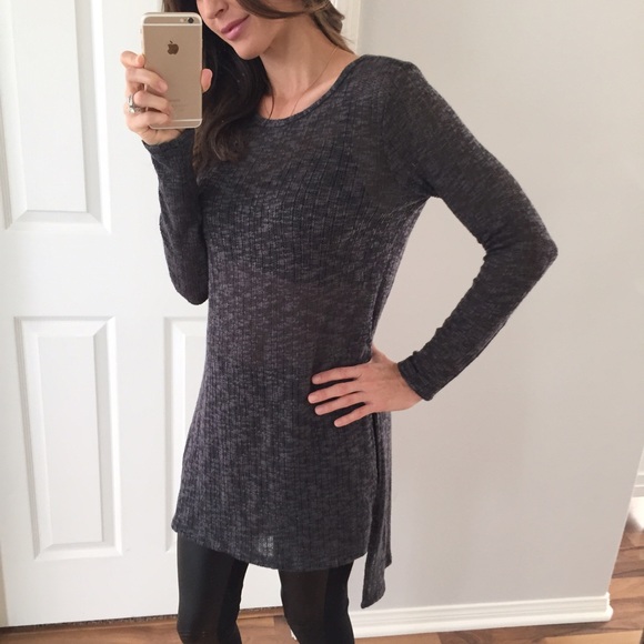 Sold • Dark Grey Ribbed Split Long Sleeve - Picture 2 of 4