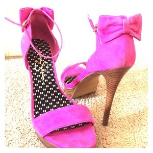 Pink suede Jessica Simpson heels