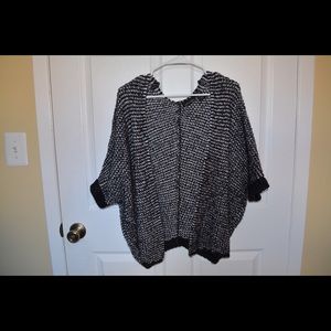 Fuzzy black and white cardigan