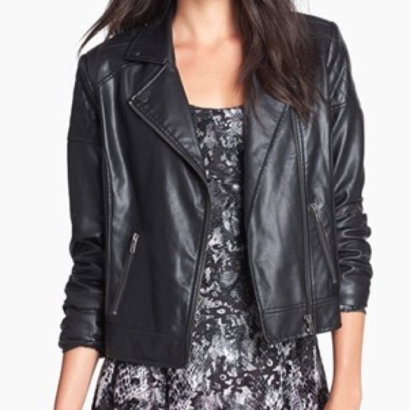 Mural Jackets & Blazers - ❌❌SOLD❌❌Quilted Shoulder Faux Leather Moto Jacket