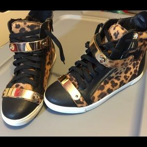 Leopard and Gold Sneakers