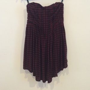 Strapless checked dress