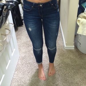 Zara High Waisted Distressed Skinny Jeans