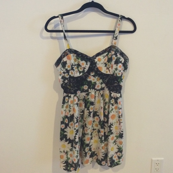 Topshop sunflower dress with lace detailing