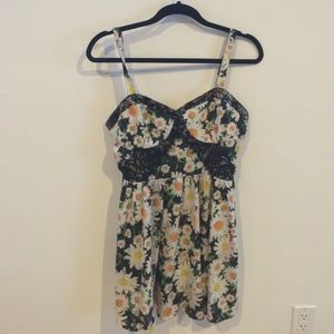 Topshop sunflower dress with lace detailing