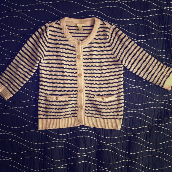 Gold/beige and black stripe cardigan.