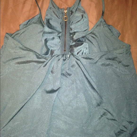 Ruffled racer back tank. Zips in the back. - Picture 2 of 3