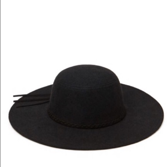 Braided trim floppy wide brim hat