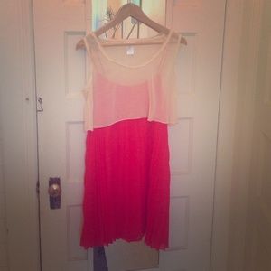 Hot pink dress with sheer top