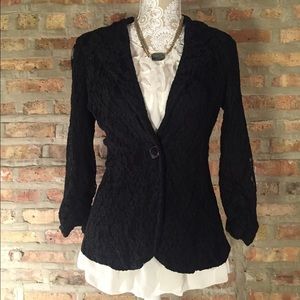 Black Lace Blazer with Peplum Back
