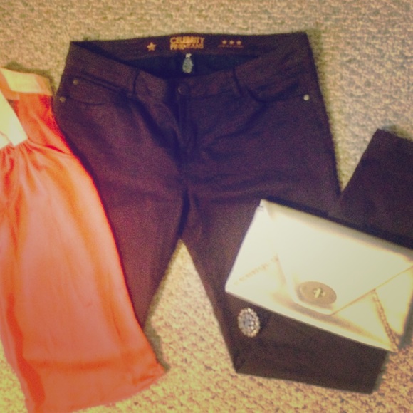 Chocolate brown low rise skinny jeans