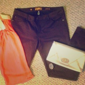 Chocolate brown low rise skinny jeans