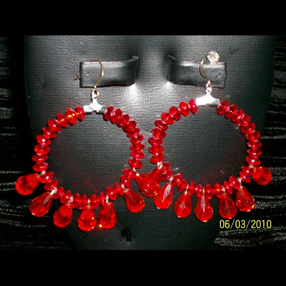 Handmade beaded hoop earrings