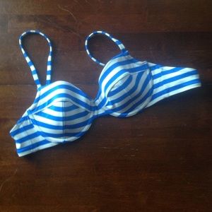 Blue & White Striped Underwire J. Crew Bikini Top