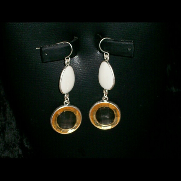 Yellow and white earrings
