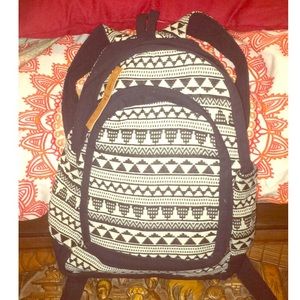 Black and white tribal print backpack.