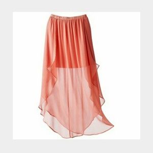 Coral sheer maxi skirt