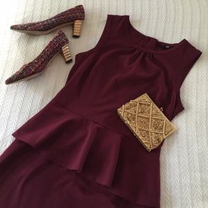 H&M Bordeaux Peplum Dress