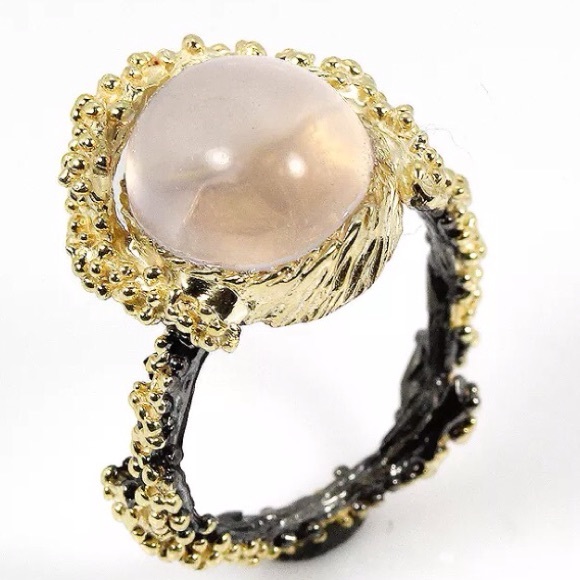 💯%Rose Quartz ring SZ 7.5 💯%925 silver setting🎀