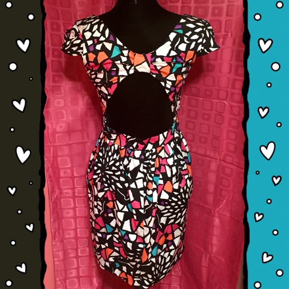 🎉HP🎉 ASOS Jazz Print Cut-out back Tulip Dress - Picture 2 of 4