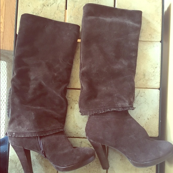 Chocolate brown suede boots