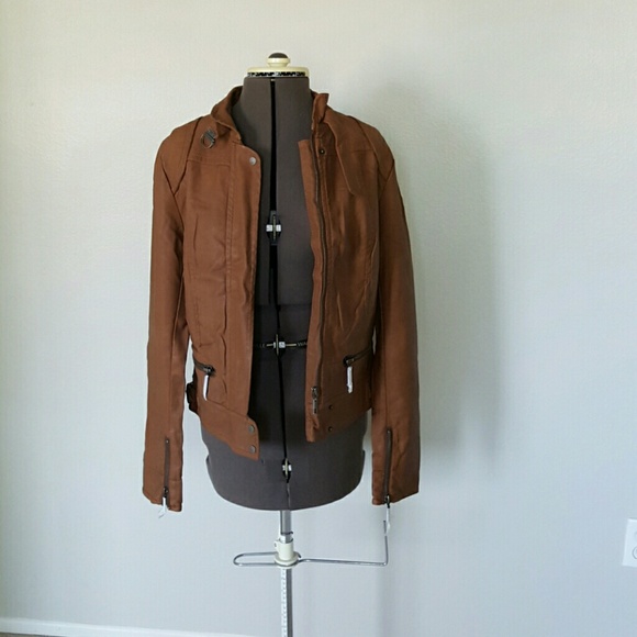 Brown Faux Leather Jacket - Picture 4 of 4
