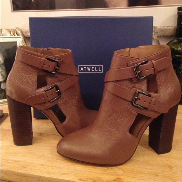 Taupe goat leather buckled booties