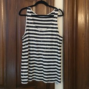 Black & white sequined tank top