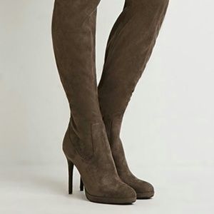 Grey Over The Knee Boots