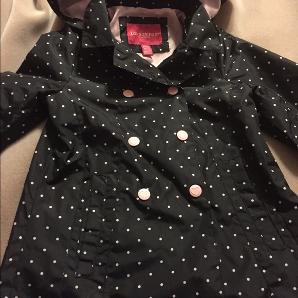 London fog polka dot rain coat. Kids size 5/6