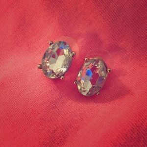 Large Gold & Faux Diamond Oval Studs!