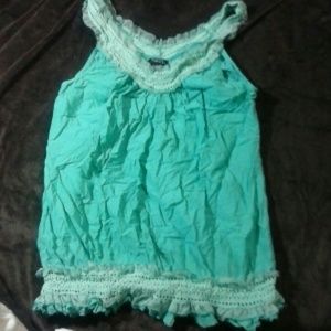 Rue 21 Ruffled Edge Tank Size XL Turquoise