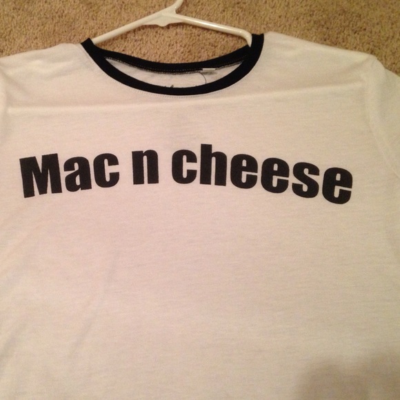 Mac and cheese white black collared cropped shirt. - Picture 2 of 4